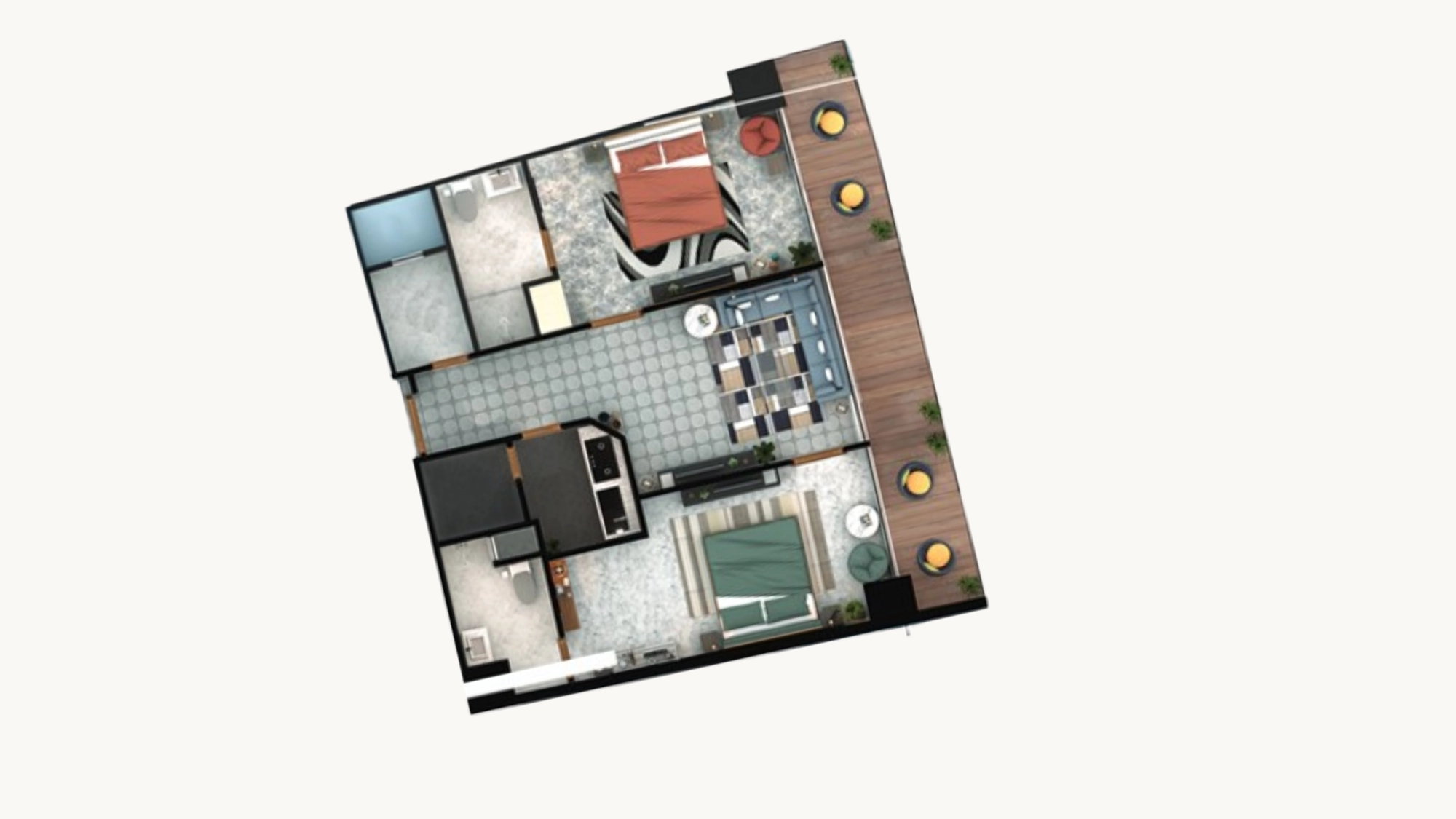 2 bedroom floor plan 1